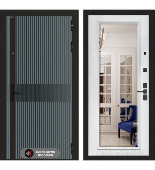 Входная дверь ISSIDA с зеркалом фацет (Белый софт)