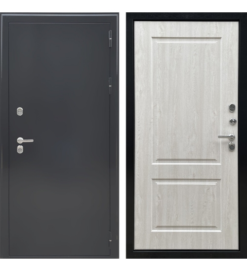 Межкомнатная окрашенная дверь с терморазрывом  Термоблок 3К (Черное серебро / Сосна белая)