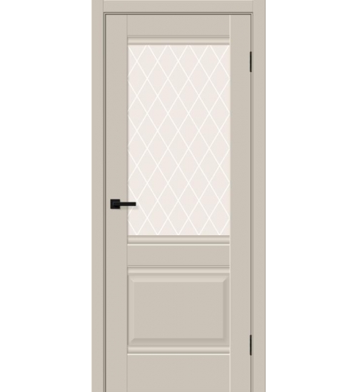 Межкомнатная дверь ПЭТ Прима-3 Cream Silk / White Сrystal
