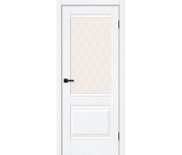 Межкомнатная дверь ПЭТ Прима-3 White Silkwood / White Сrystal