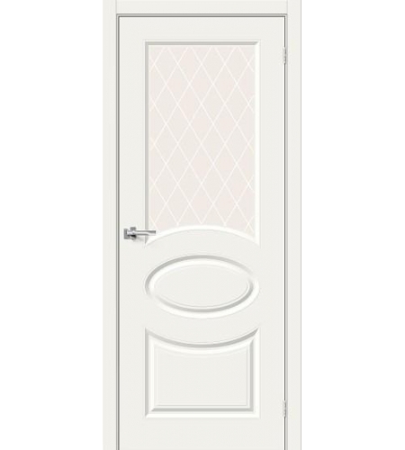 Межкомнатная крашеная дверь Скинни-21 Whitey / White Сrystal