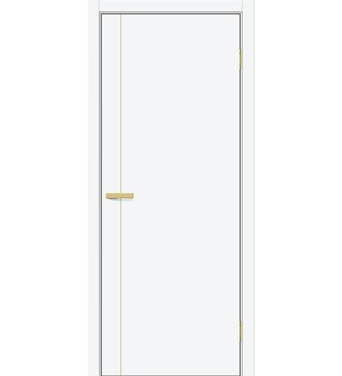 Межкомнатная дверь ПЭТ Браво-0.10.П (SG:P3) White Silk / Sgold