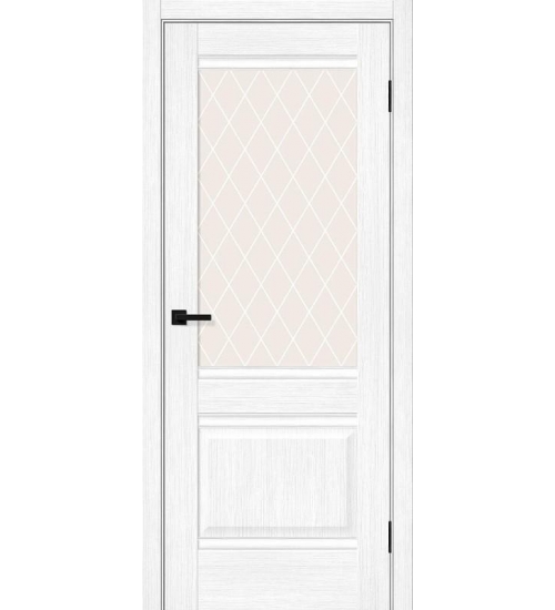 Межкомнатная дверь с экошпоном Прима-3 Snow Melinga/White Сrystal