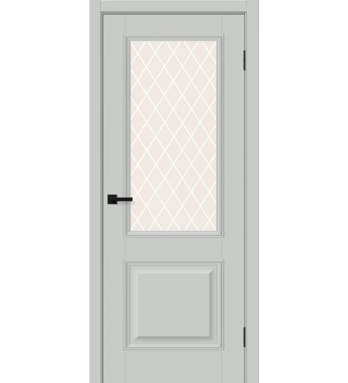 Межкомнатная дверь ПЭТ Классик-13 Grey Silk/White Сrystal