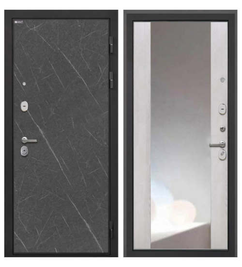 Входная дверь Сицилия гранит / ФЛЗ-516 с зеркалом (Сосна белая)