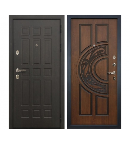 Входная дверь Лекс Сенатор 8 Голден патина черная (панель №27)