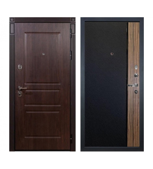 Межкомнатная окрашенная дверь Лекс Сенатор Винорит №123 (Алмон 28 / Черный кварц + Орех коньяк)