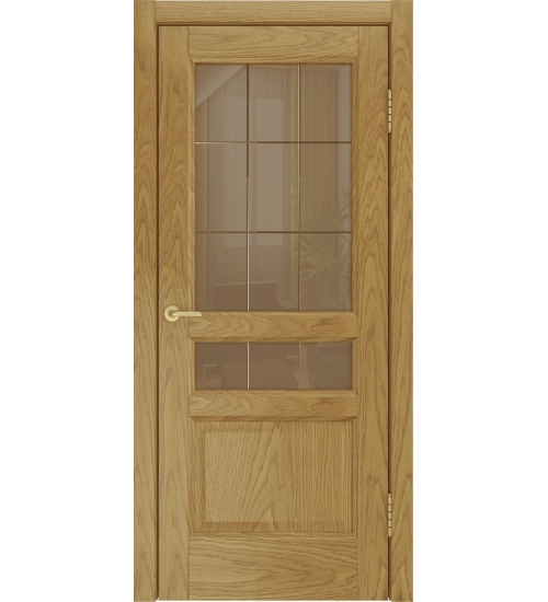 Межкомнатная шпонированная дверь Атлантис-2 (дуб натуральный, стекло)
