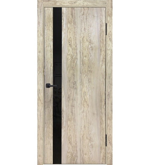 Межкомнатная окрашенная дверь Лу-45 (Олива, черное стекло)