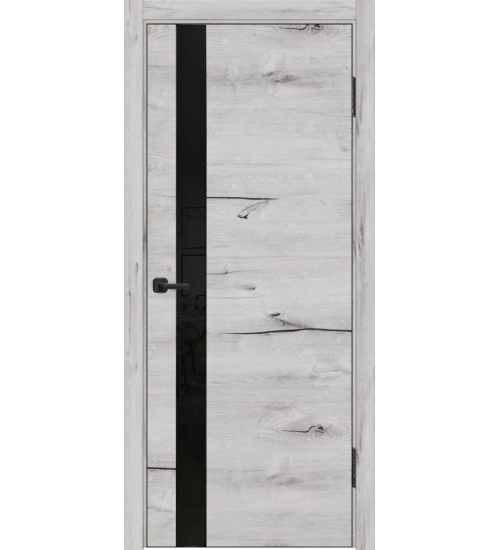 Межкомнатная дверь с эко шпоном Лу-45 (арктик, черное стекло)